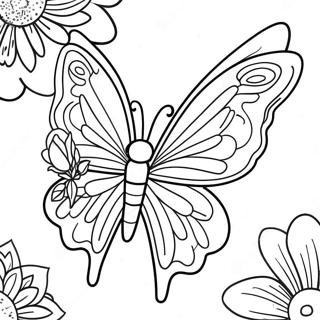 Elegant Butterfly Garden Coloring Page 34833-28025