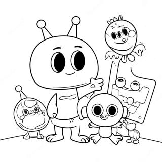 Henry Hugglemonster Playing With Friends Coloring Page 34853-28045