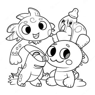 Henry Hugglemonster Playing With Friends Coloring Page 34853-28047