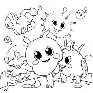 Henry Hugglemonster Playing With Friends Coloring Page 34853-28048