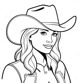 Country Girl With Cowboy Hat Coloring Page 34972-28135