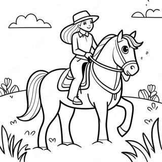 Adventurous Country Girl Riding Horse Coloring Page 34973-28137