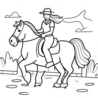 Adventurous Country Girl Riding Horse Coloring Page 34973-28138