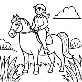 Adventurous Country Girl Riding Horse Coloring Page 34973-28139