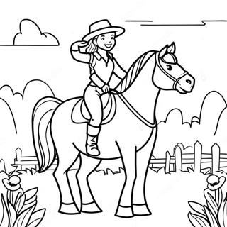 Adventurous Country Girl Riding Horse Coloring Page 34973-28140