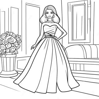 Stylish Barbie In A Glamorous Dress Coloring Page 35003-28160