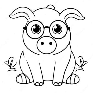 Piggy With Glasses Coloring Page 35023-28174