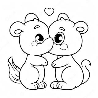 Cute Animals Kissing Coloring Page 35043-28190