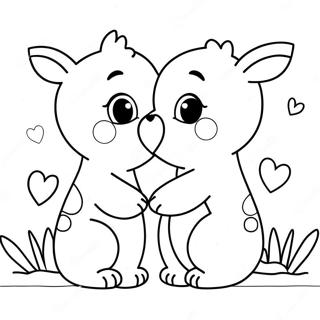 Cute Animals Kissing Coloring Page 35043-28191