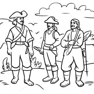 Jamestown Settlers And Native Americans Coloring Page 35073-28216