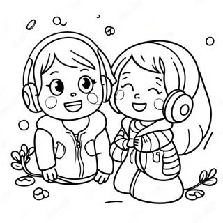 Happy Children Listening Coloring Page 35083-28220