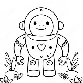 Cute Iron Golem With Flowers Coloring Page 35133-28258