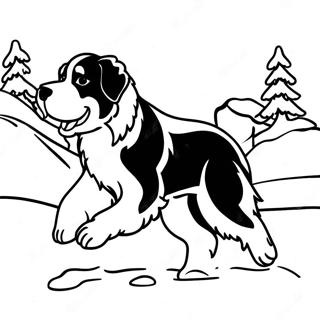 Bernese Mountain Dog Playing In The Snow Coloring Page 35152-28277