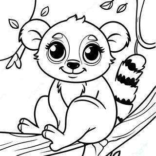 Cute Lemur Hanging From A Tree Coloring Page 35163-28285