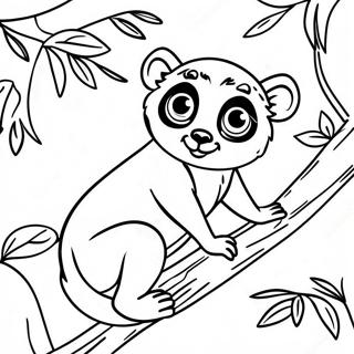 Cute Lemur Hanging From A Tree Coloring Page 35163-28287