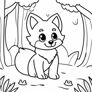 Cute Anime Fox In A Forest Coloring Page 35173-28293