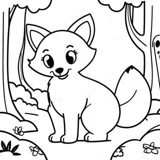 Cute Anime Fox In A Forest Coloring Page 35173-28294