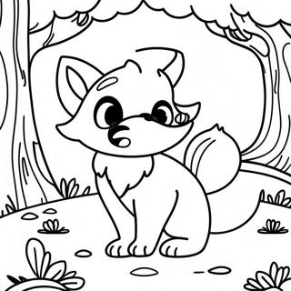 Cute Anime Fox In A Forest Coloring Page 35173-28295