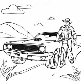 Bo And Luke Duke In The General Lee Coloring Page 35183-28306