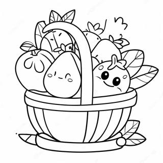 Colorful Fruit Basket With Smiling Faces Coloring Page 35193-28309