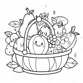 Colorful Fruit Basket With Smiling Faces Coloring Page 35193-28310