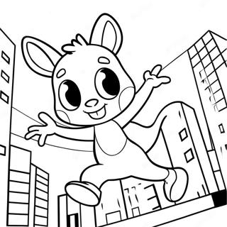 Spider Ham Swinging Through City Coloring Page 35213-28325