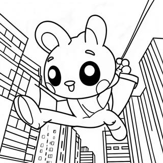 Spider Ham Swinging Through City Coloring Page 35213-28326