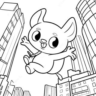 Spider Ham Swinging Through City Coloring Page 35213-28328