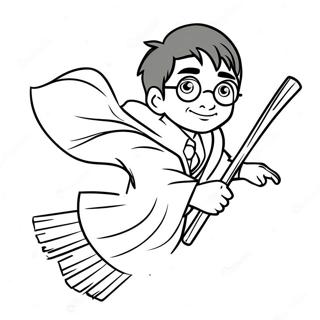 Harry Potter Flying On A Broomstick Coloring Page 35303-28394