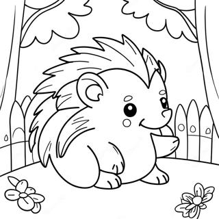 Cute Hedgehog In A Garden Coloring Page 3532-2925