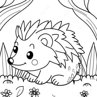 Cute Hedgehog In A Garden Coloring Page 3532-2926