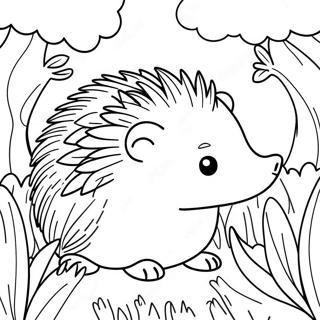 Cute Hedgehog In A Garden Coloring Page 3532-2927