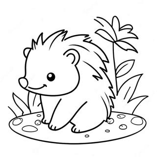 Cute Hedgehog In A Garden Coloring Page 3532-2928