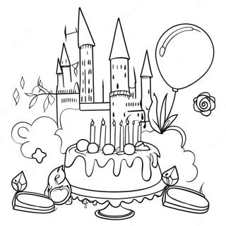 Magical Hogwarts Birthday Scene Coloring Page 35373-28453