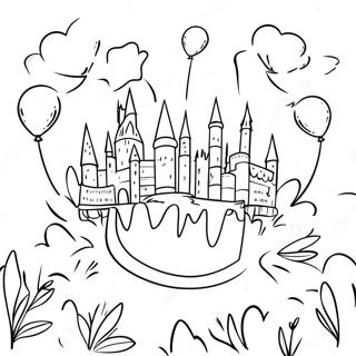 Magical Hogwarts Birthday Scene Coloring Page 35373-28455