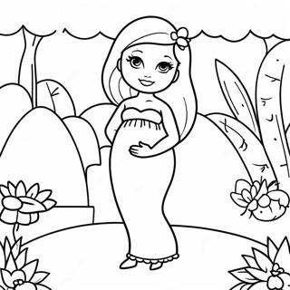 Cute Pregnant Barbie In A Garden Coloring Page 35383-28469