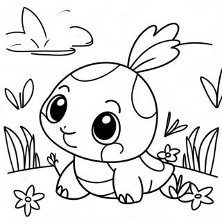 Cute Turtwig In A Garden Coloring Page 35403-28477