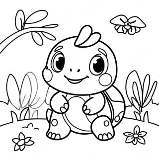 Cute Turtwig In A Garden Coloring Page 35403-28479