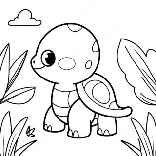 Cute Turtwig In A Garden Coloring Page 35403-28480