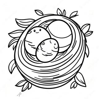 Bird Nest With Colorful Eggs Coloring Page 35412-28482