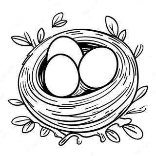 Bird Nest With Colorful Eggs Coloring Page 35412-28484