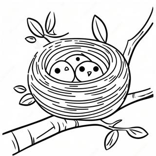 Cozy Bird Nest In A Tree Coloring Page 35413-28486