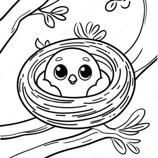 Cozy Bird Nest In A Tree Coloring Page 35413-28487