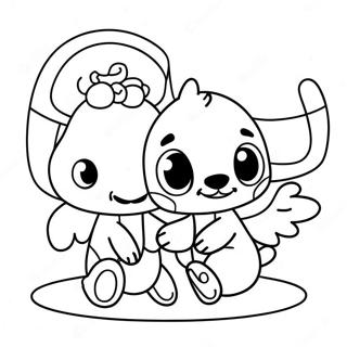 Cute Stitch And Angel Coloring Page 3541-2920