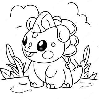 Cute Ivysaur In A Garden Coloring Page 35433-28509