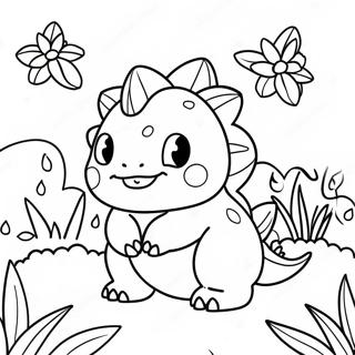 Cute Ivysaur In A Garden Coloring Page 35433-28511