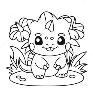 Cute Ivysaur In A Garden Coloring Page 35433-28512