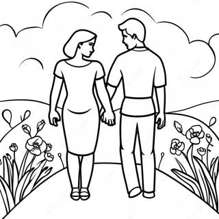 Romantic Couple Holding Hands Coloring Page 35453-28519