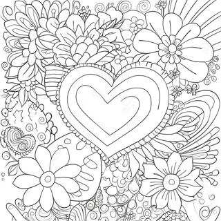 Hearts And Flowers Coloring Pages