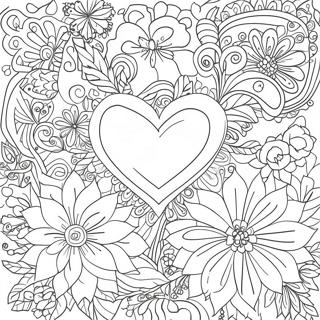 Hearts And Flowers Coloring Page 3551-2934